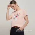 Γυναικεία μόδα τυπωμένο καλοκαίρι μπλουζάκι κοντό μανίκι